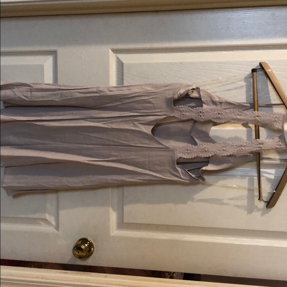 Gray lace racer back dress